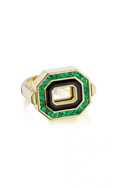 Andrew Glassford Women's Museum 18k Yellow Gold Emerald Reverse Ring In Green