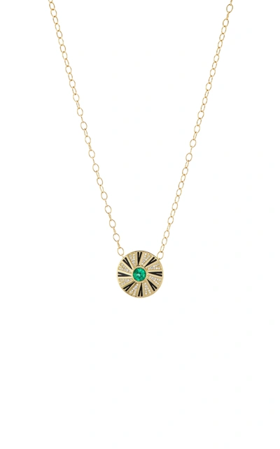 Andrew Glassford Women's Shazam Iii Enameled 18k Yellow Gold Emerald; Diamond Necklace In Green