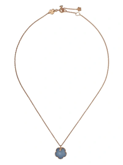 Pasquale Bruni 18k Rose Gold Petit Joli Lapis White Agate Doublet & Diamond Flower Pendant Necklace, 16.75 In Blue