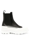 Alexander Mcqueen Black Nappa Leather Tread Slick Ankle Boots In Black