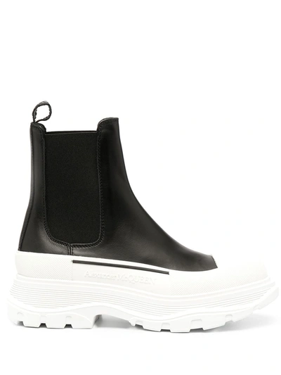 Alexander Mcqueen Chunky Outsole Cap Toe Chelsea Boots In Black