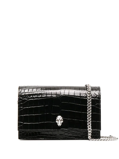 Alexander Mcqueen Skull-embellished Clutch Bag In Black