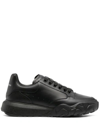Alexander Mcqueen Court Perforated Low-top Sneakers In Black