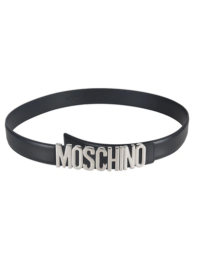 Moschino Logo Plaque Belt In Scuro