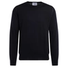 DONDUP CREWNECK SWEATER MADE OF BLUE WOOL WITH BEIGE CONTRAST PROFILE,11619588