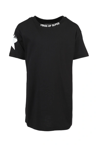 Vision Of Super Teen Star-print Short-sleeve T-shirt In Black