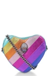 KURT GEIGER RAINBOW SHOP MINI KENSINGTON HEART CROSSBODY BAG,7146369109