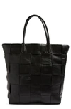TOPSHOP WOVEN FAUX LEATHER TOTE BAG,24W04TBLK