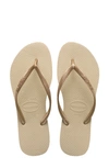 Havaianas Slim Glitter Ii Flip Flop In Light Golden