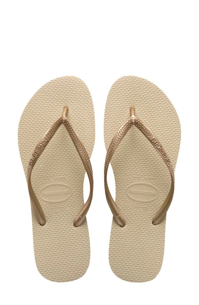 Havaianas Slim Glitter Ii Flip Flop In Beige