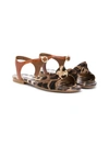Dolce & Gabbana Ankle Strap Sandals In Faille With Leopard Print In Brown