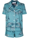 Desmond & Dempsey Bocas Printed Cotton Pyjama Set In Blue