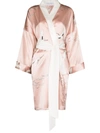 OLIVIA VON HALLE BIRD-PRINT SILK SHORT ROBE