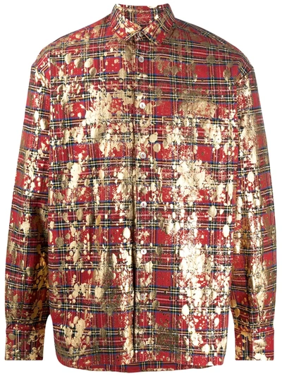 Corelate Metallic Paint Splatter Shirt In Red