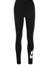 Nike Logo Print Leggings In Black