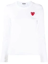 Comme Des Garçons Play Embroidered-logo Longsleeved Top In White