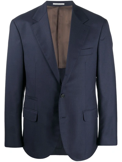 Brunello Cucinelli 单排扣西装夹克 In Blue