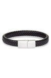 Nordstrom Woven Leather Bracelet In Black- Silver