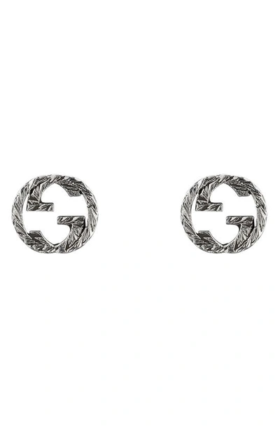 Gucci Interlocking Gg 耳钉 In Silver-tone