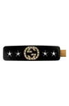 Gucci Black Gg Crystal Hair Clip In Gold/ Black