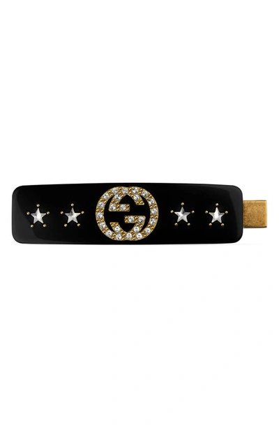 Gucci Gg Star Hair Clip In Gold/ Black