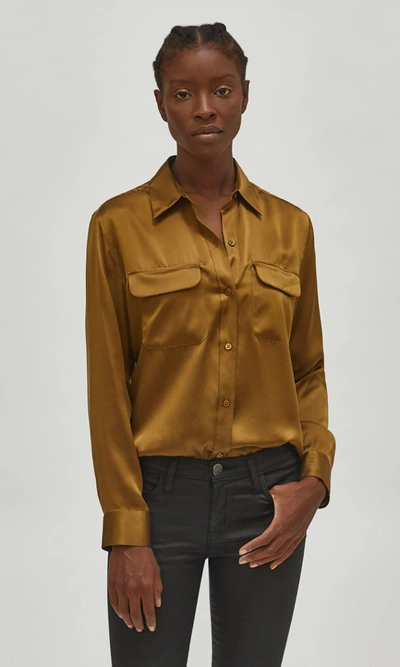 Equipment Signature Silk Satin Shirt In Breen