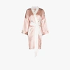 Olivia Von Halle Mimi Pearl Bird Print Silk Robe In Pink