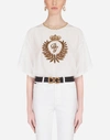 DOLCE & GABBANA CREPE DE CHINE BLOUSE WITH LAUREL EMBROIDERY