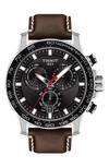 TISSOT SUPERSPORT GTS LEATHER STRAP WATCH, 45.5MM,T1256171605101