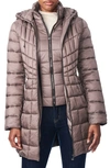 Bernardo Packable Hooded Primaloft Fill Coat With Contrast Inset Bib In Antique