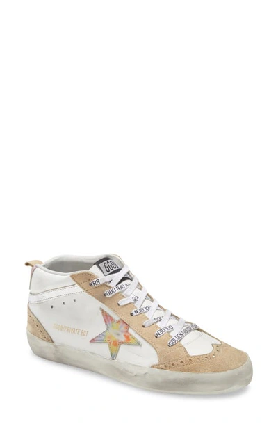 Golden Goose Mid Star Leather Sneakers In White Leather