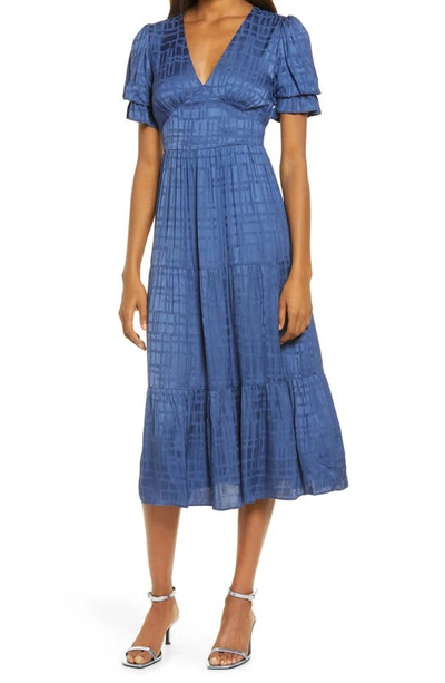 Adelyn Rae Marvella Jacquard Midi Dress In Blue