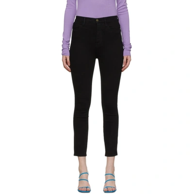 Frame Sylvie Slender High-rise Straight Jeans In Black Denim