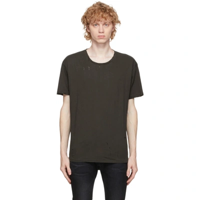 R13 Brown Surplus Destroyed T-shirt In Washed Black