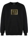 Acne Studios Black & Gold Metallic Patch Sweatshirt In Black