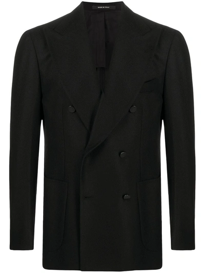 Tagliatore Double Breasted Blazer In Black