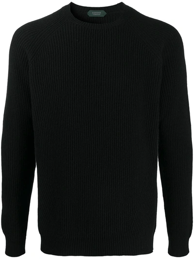 Zanone Ribbed-knit Virgin Wool Jumper In Black