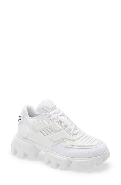 Prada Cloudbust Thunder Lug Platform Trainer In White