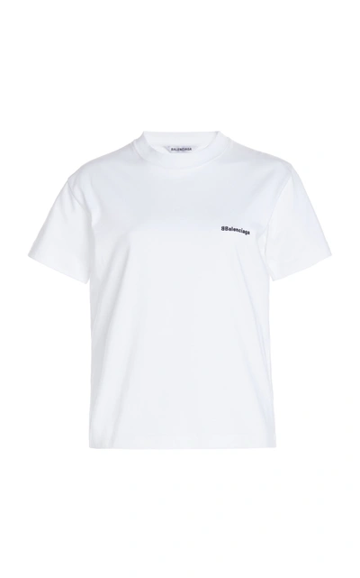 Balenciaga Embroidered Cotton-jersey T-shirt In White