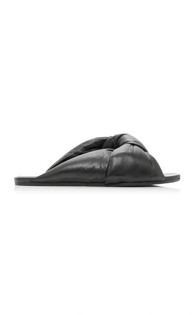 Balenciaga Women's Drapy Leather Slide Sandals In Black