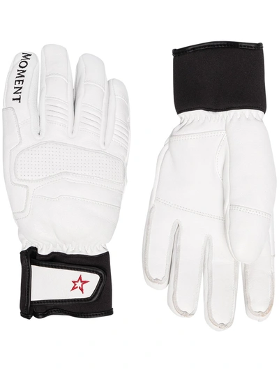 Perfect Moment Logo-print Leather Ski Gloves In White