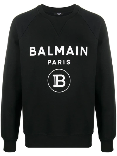 Balmain Logo Print Sweatshirt In Black