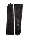 GUCCI BLACK LEATHER GLOVES WITH LOGO