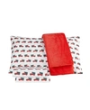 SANDERS CLOSEOUT! SANDERS HOLIDAY MICROFIBER 5 PIECE FULL SHEET SET AND THROW BEDDING