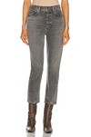 Agolde Riley High-rise Straight Cropped Jeans In Inkjet