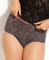 Hanky Panky Plus Size Signature Lace Retro Thong In Charcoal