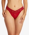 Hanky Panky Womens Red Signature Original-rise Stretch-jersey Thong 1 Size In Charcoal