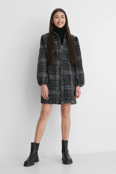 Trendyol Zip Tweed Mini Dress Checkered