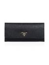 Prada Logo Plaque Continental Wallet In Nero