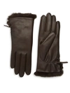 AGNELLE WOMEN'S ALIETTE RABBIT FUR-LINED LEATHER GLOVES,0400098922680